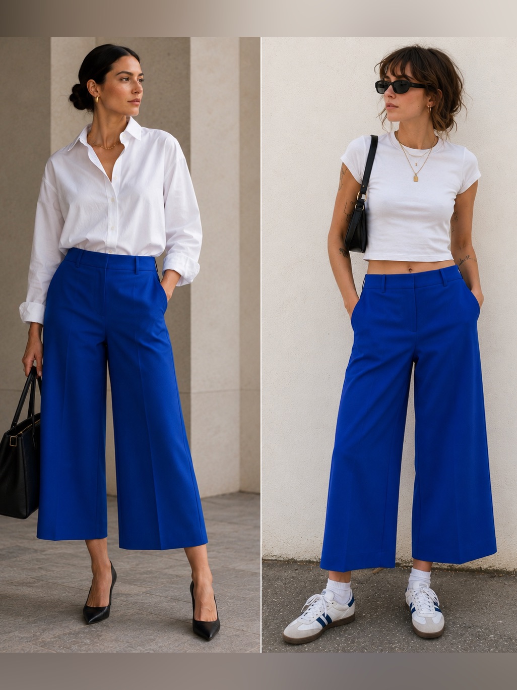 Vince Wide Leg Cropped Pants Blue Wool Blend Culottes Women’s Size 10